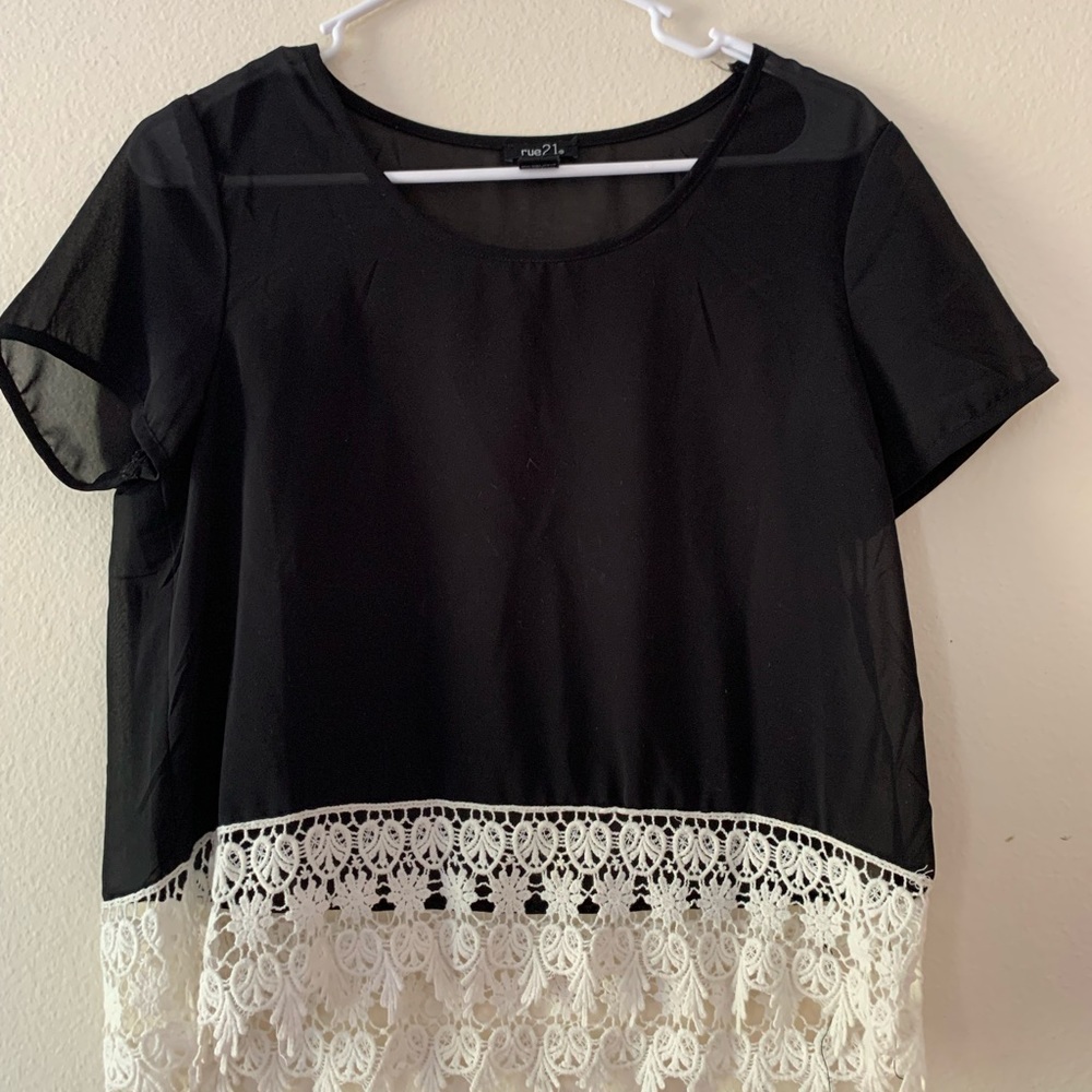 Cute black shirt, see through, lace